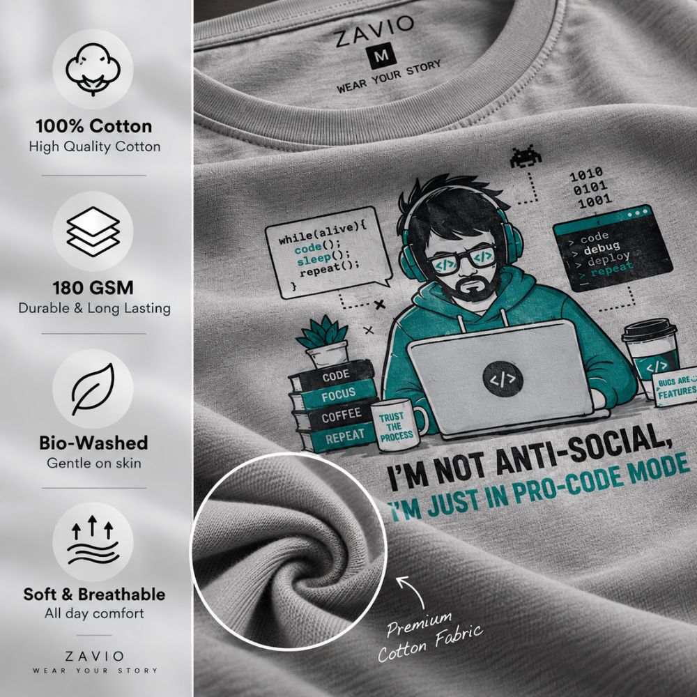 Pro-Code Mode Graphic Tee for Men | 100% Cotton