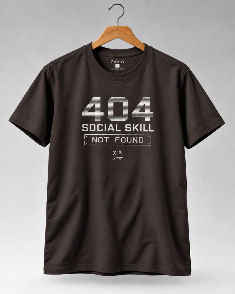404 Social Skill Not Found Graphic Tee for Men | 100% Cotton