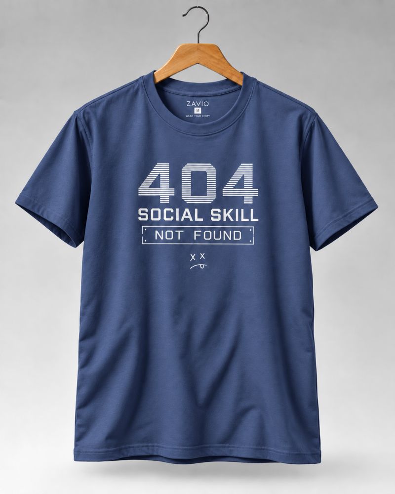 404 Social Skill Not Found Graphic Tee for Men | 100% Cotton