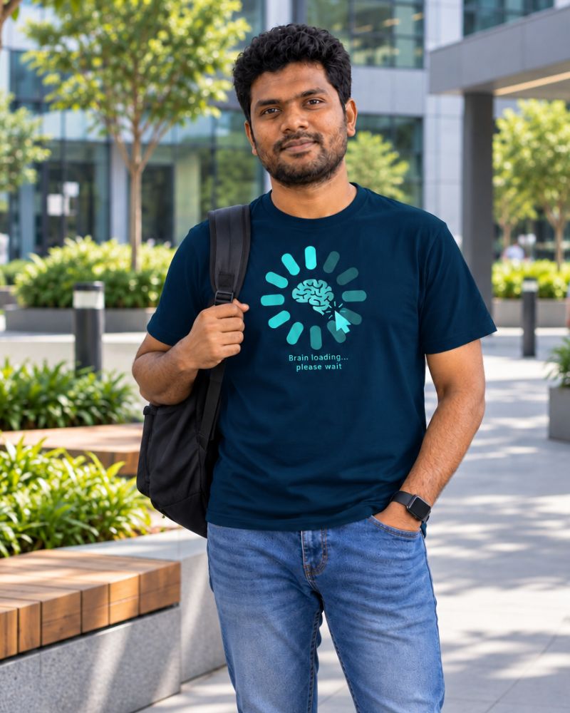 Brain Loading Graphic Tee for Men | 100% Cotton