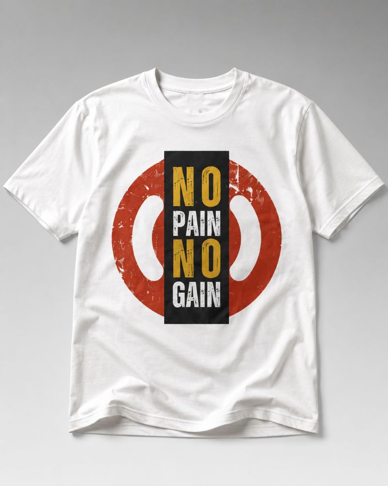NO PAIN NO GAIN Graphic Tee for Men | 100% Cotton