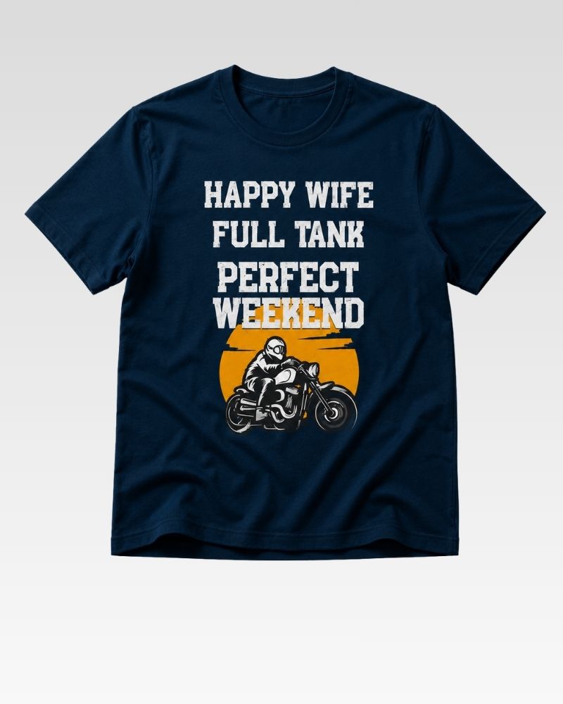 HAPPY WIFE FULL TANK Graphic Tee for Men | 100% Cotton