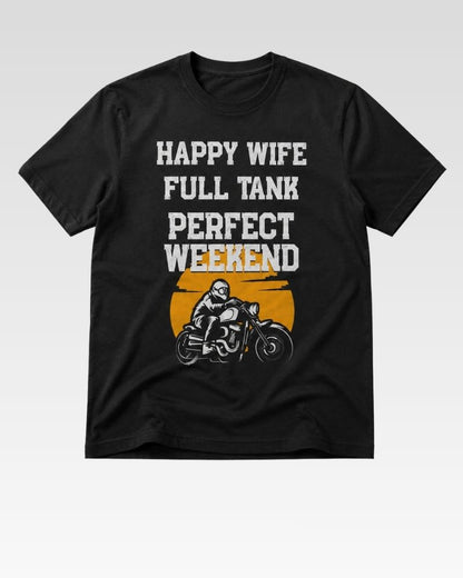 HAPPY WIFE FULL TANK Graphic Tee for Men | 100% Cotton