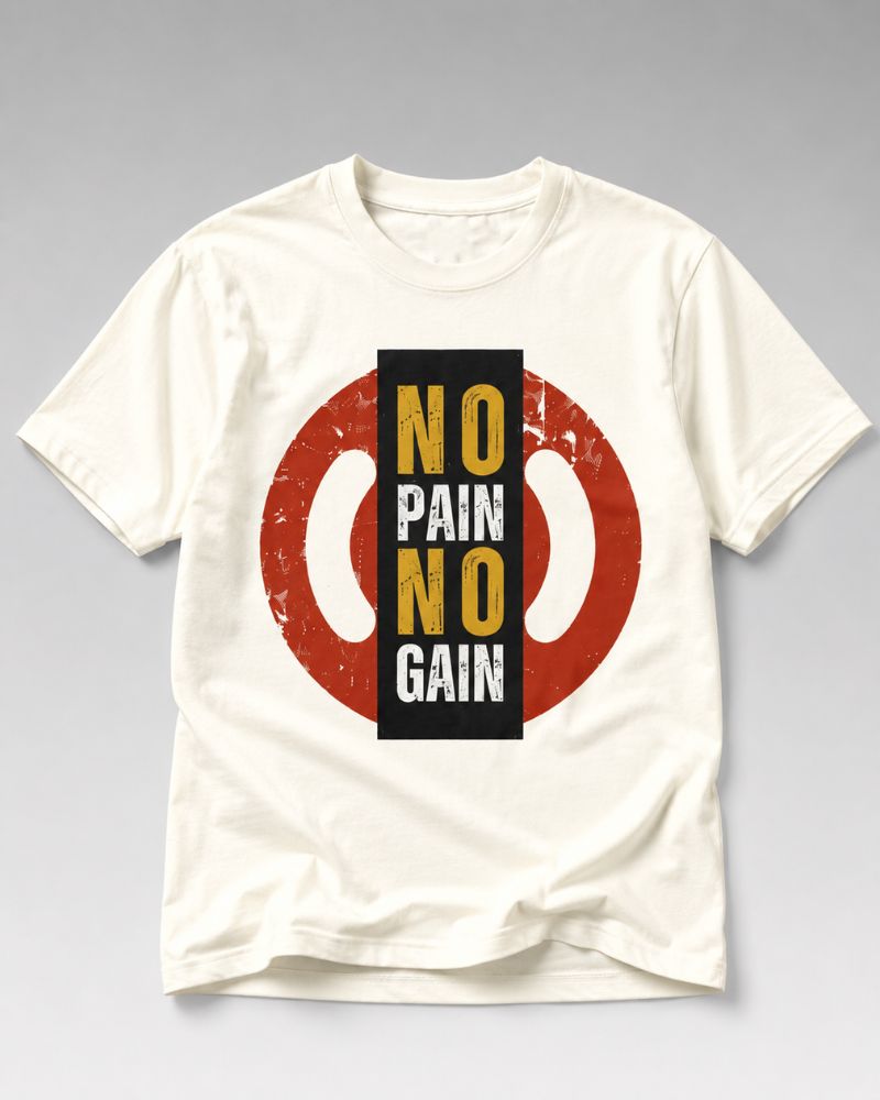 NO PAIN NO GAIN Graphic Tee for Men | 100% Cotton