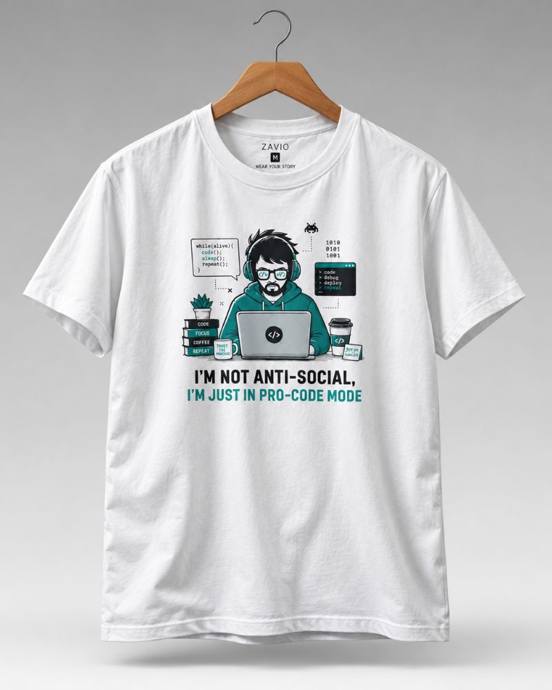 Pro-Code Mode Graphic Tee for Men | 100% Cotton