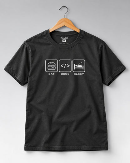 Eat. Code. Sleep. Graphic Tee for Men | 100% Cotton