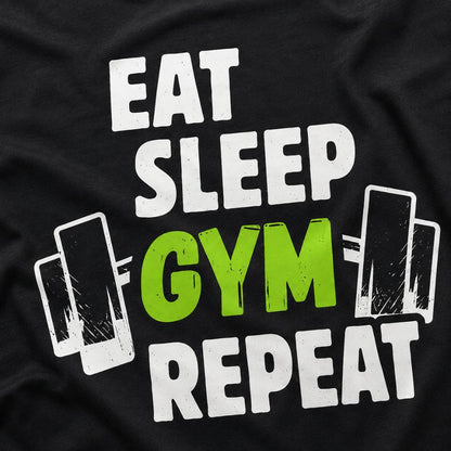 EAT SLEEP GYM REPEAT Graphic Tee for Men | 100% Cotton