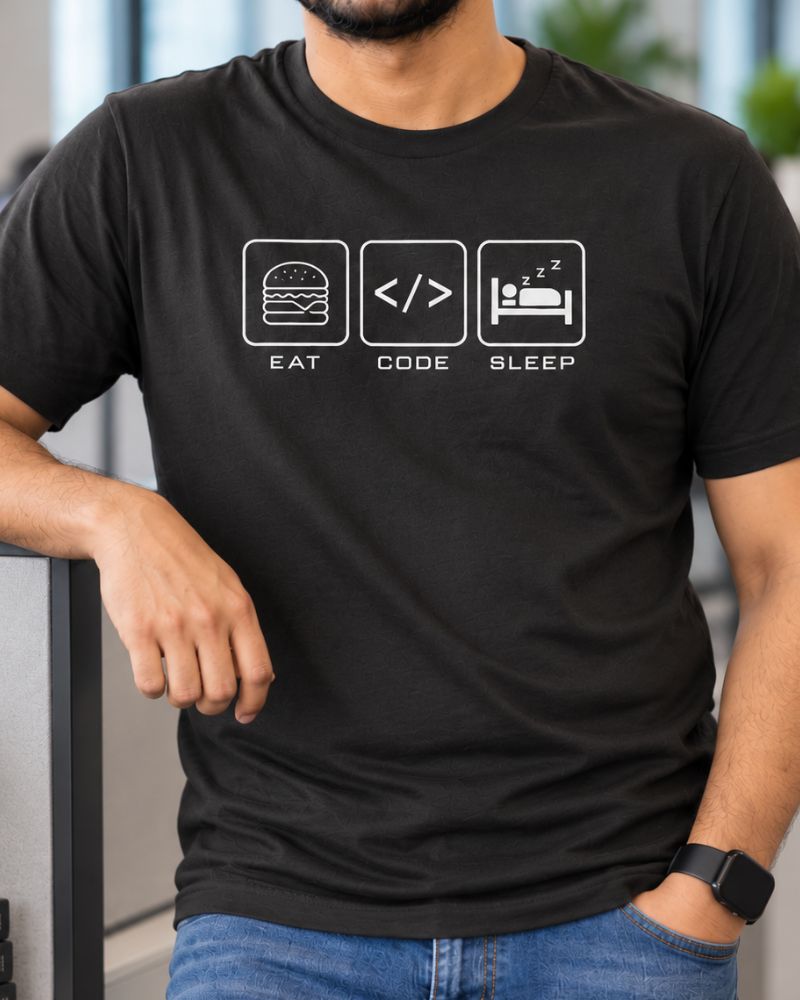 Eat. Code. Sleep. Graphic Tee for Men | 100% Cotton