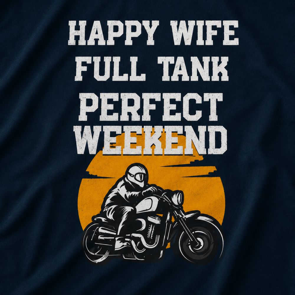 HAPPY WIFE FULL TANK Graphic Tee for Men | 100% Cotton