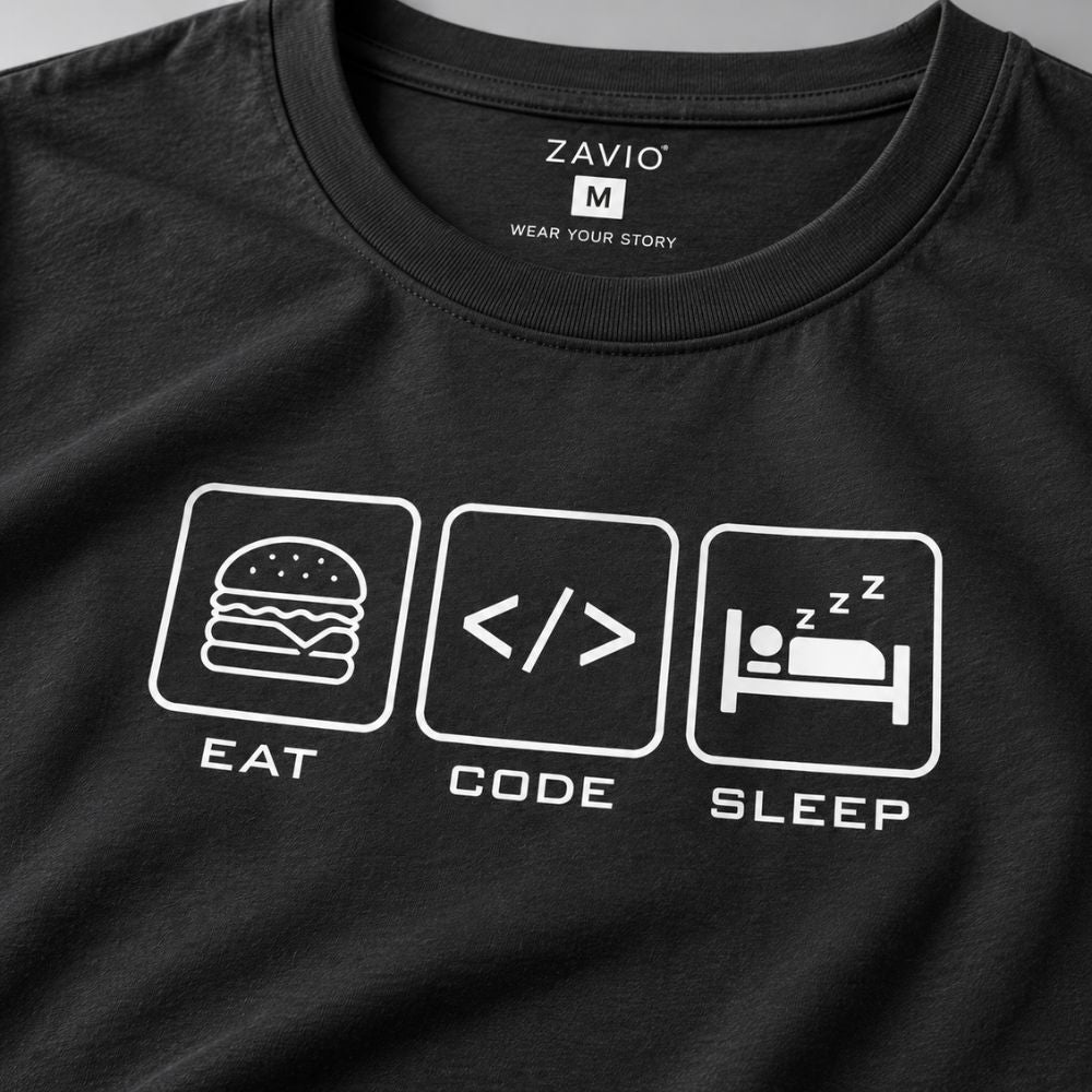 Eat. Code. Sleep. Graphic Tee for Men | 100% Cotton