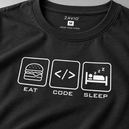 Eat. Code. Sleep. Graphic Tee for Men | 100% Cotton
