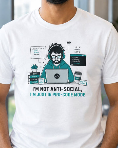 Pro-Code Mode Graphic Tee for Men | 100% Cotton