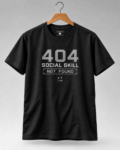 404 Social Skill Not Found Graphic Tee for Men | 100% Cotton