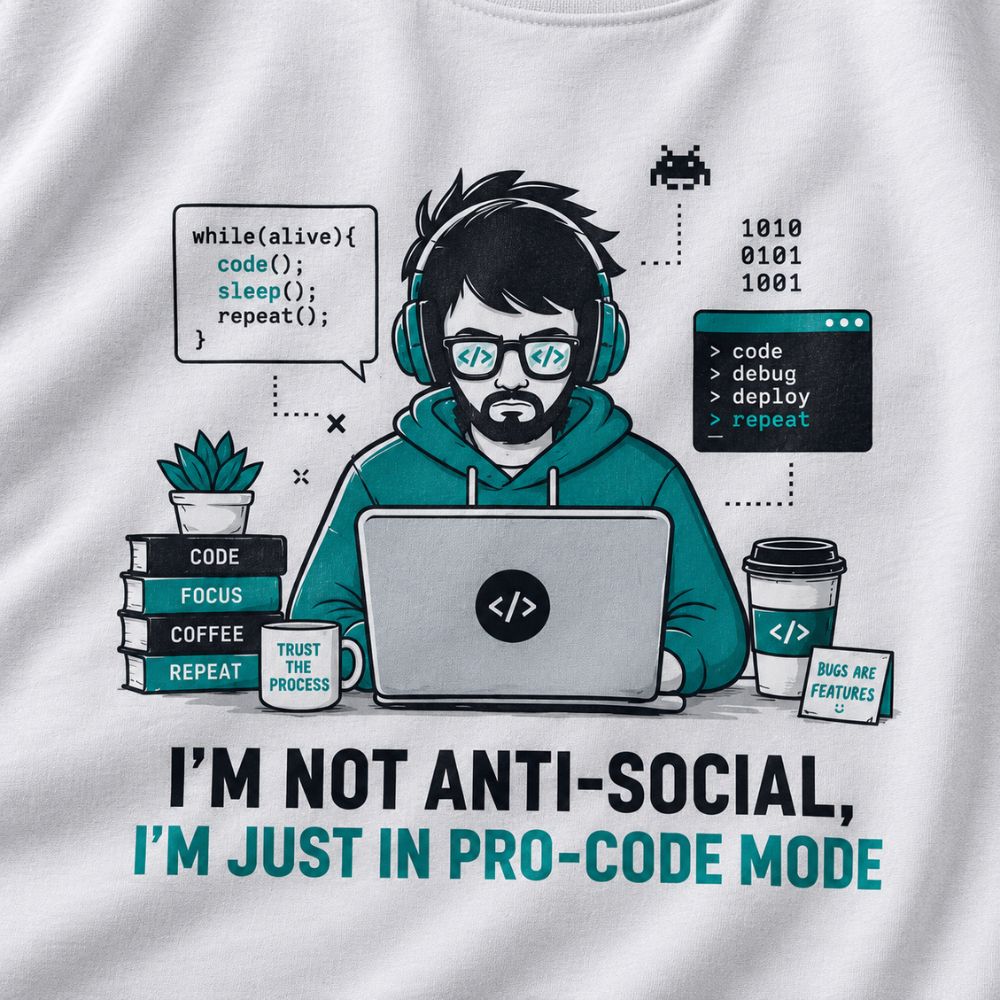 Pro-Code Mode Graphic Tee for Men | 100% Cotton