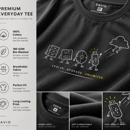 Evolve. Upgrade. Unlimited. Graphic Tee for Men | 100% Cotton