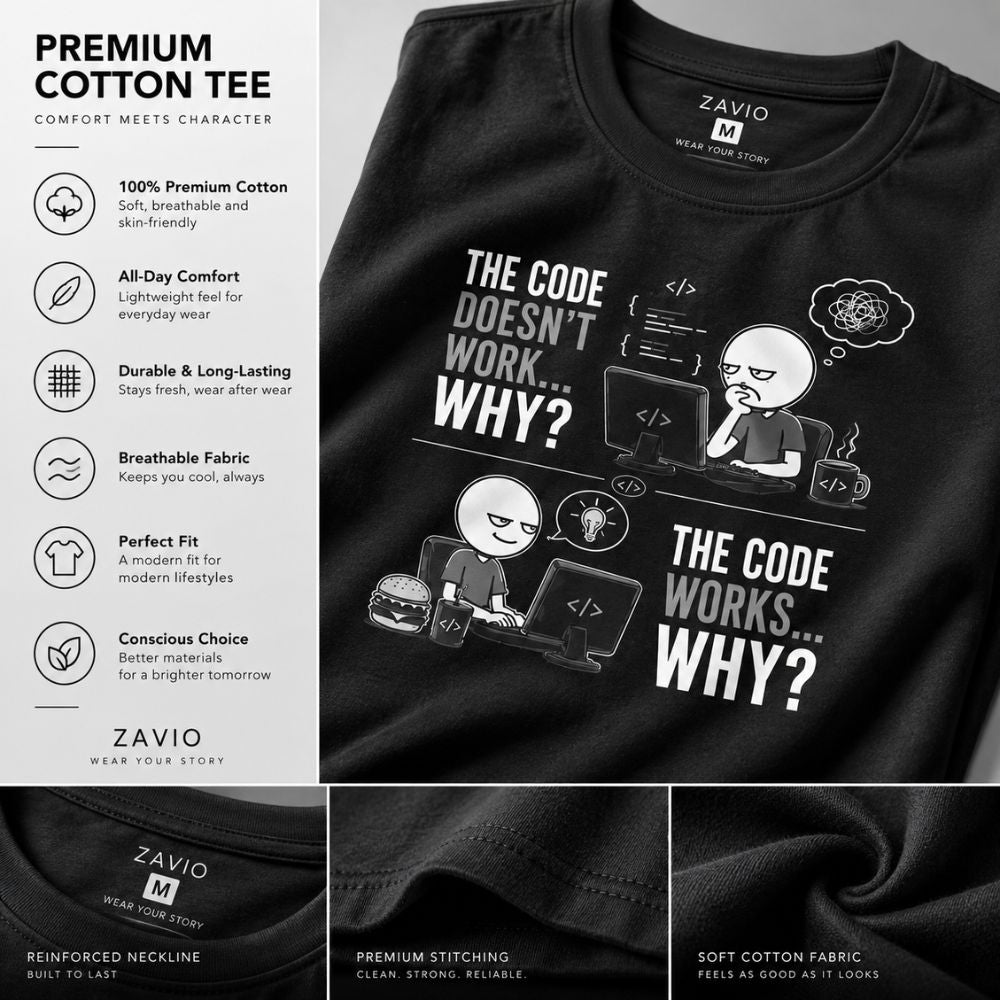 The Code Works...Why? Graphic Tee for Men | 100% Cotton