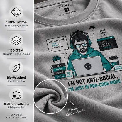 Pro-Code Mode Graphic Tee for Men | 100% Cotton
