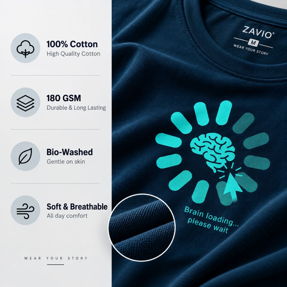 Brain Loading Graphic Tee for Men | 100% Cotton