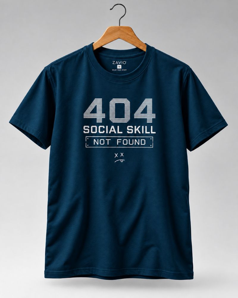 404 Social Skill Not Found Graphic Tee for Men | 100% Cotton