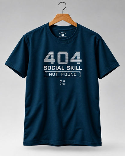 404 Social Skill Not Found Graphic Tee for Men | 100% Cotton
