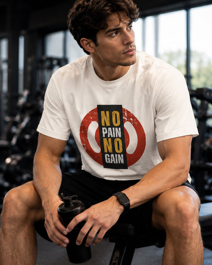 NO PAIN NO GAIN Graphic Tee for Men | 100% Cotton