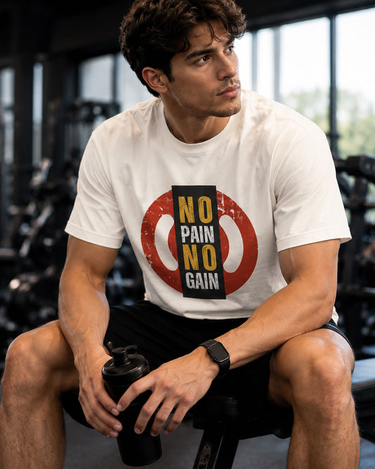 NO PAIN NO GAIN Graphic Tee for Men | 100% Cotton